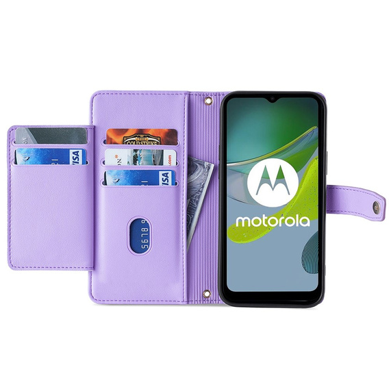 Flip case for Motorola Moto G73 5G, Wallet Zipper Pocket, purple