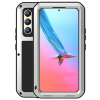 Love Mei Case for Samsung Galaxy S22, armored with glass, silver