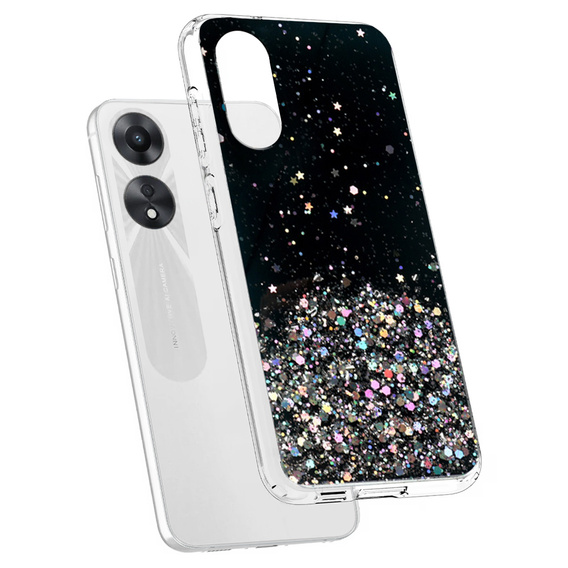 Case for Oppo A78 5G, Glittery, black