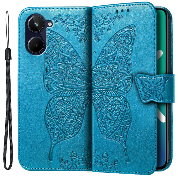Flip case for Realme 10 4G, Butterfly, blue