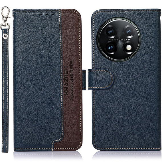 Flip case for OnePlus 11 5G, KHAZNEH RFID, Dual Color, dark blue