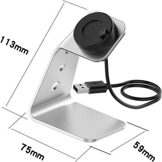 Aluminum USB Docking Station for Garmin Fenix 7/7S/7X/6/6X/6S, Silver