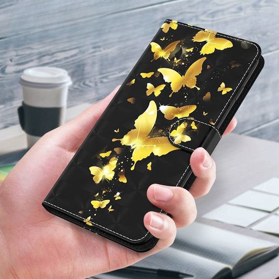 Flip case for Samsung Galaxy A14 4G/5G, Wallet Butterfly, gold