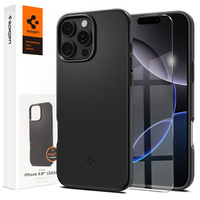 Spigen case for iPhone 16 Pro Max, Thin Fit Mag, black + 9H tempered glass