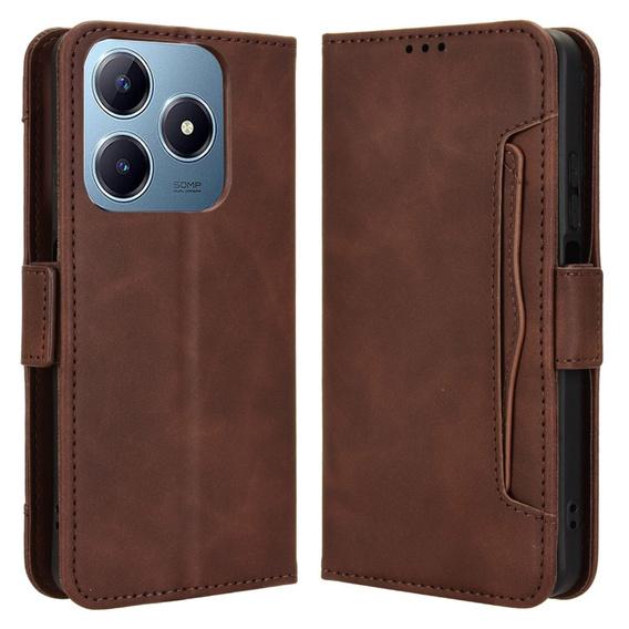 Flip case for Realme C61, Card Slot, brown