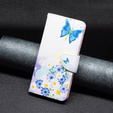 Flip case for OPPO A57 / A57s, Wallet, butterfly & flowers, white