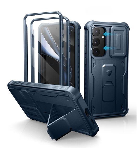 Armored case for Samsung Galaxy S25+ Plus, Dexnor Full Body (Two Frames), dark blue