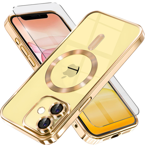Case for iPhone 11, Electro MagSafe, gold + Screen Glass