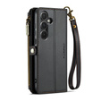 Case CASEME for Samsung Galaxy A55 5G, RFID Leather Wallet, with shoulder strap, black