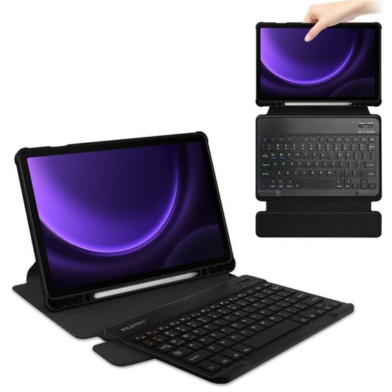 Keyboard case for Samsung Galaxy Tab S10 Lite / S10 FE / S9 FE, Rotary 360° Leather, black