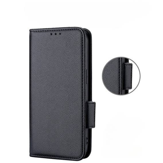 Flip case for Ulefone Note 12P, Wallet Litchi Magnet, black