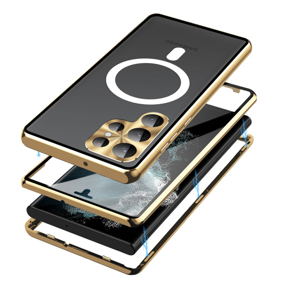 Magnetic Dual Glass MagSafe case for Samsung Galaxy S24 Ultra, gold