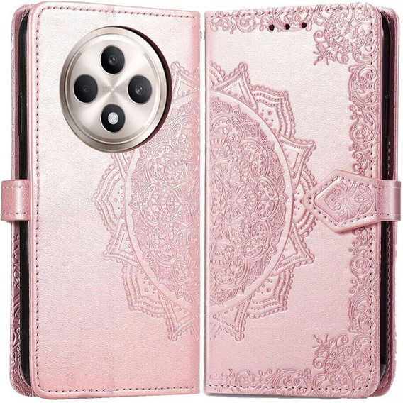 Flip case for Oppo Reno 12FS / 12F, Mandala, pink rose gold