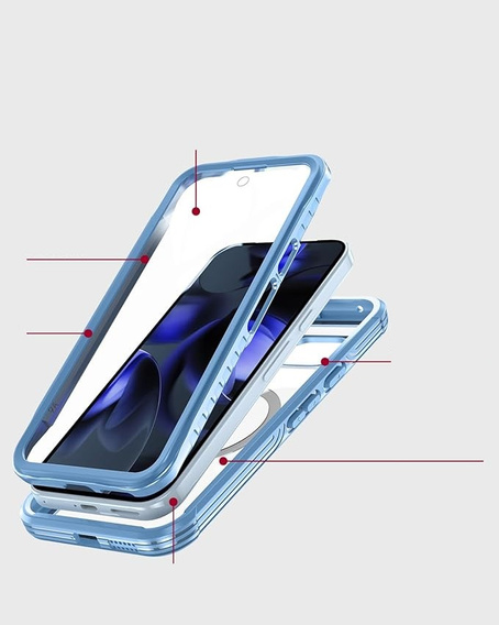 Case for Google Pixel 9A, Shockproof, with glass, for MagSafe, blue