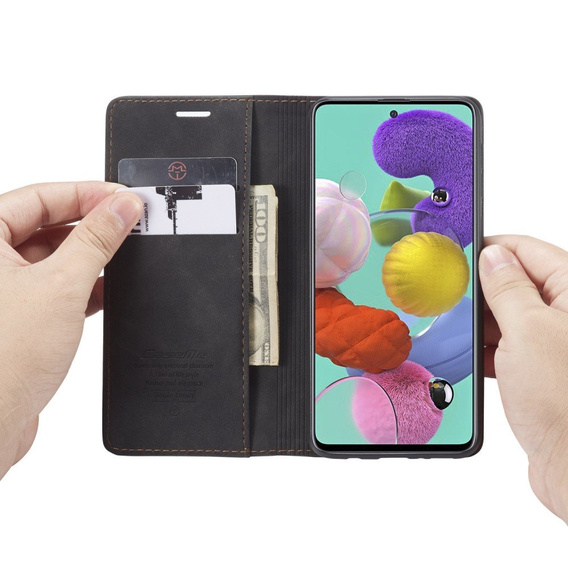 CASEME case for Samsung Galaxy A51, Leather Wallet Case, black