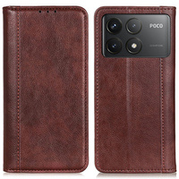 Flip case for Xiaomi Poco F6 Pro, Split Leather, brown