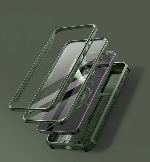 Armored case for Samsung Galaxy S25+ Plus, Dexnor Full Body (Two Frames), green