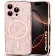 Magnetic case with floral laser pattern for iPhone 16 Pro
