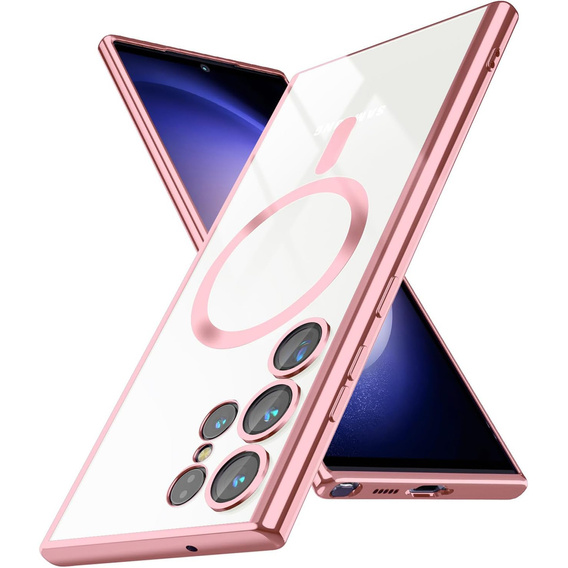 Case for Samsung Galaxy S24 Ultra, Electro MagSafe, pink rose gold + Full Glue Ceramic Glass