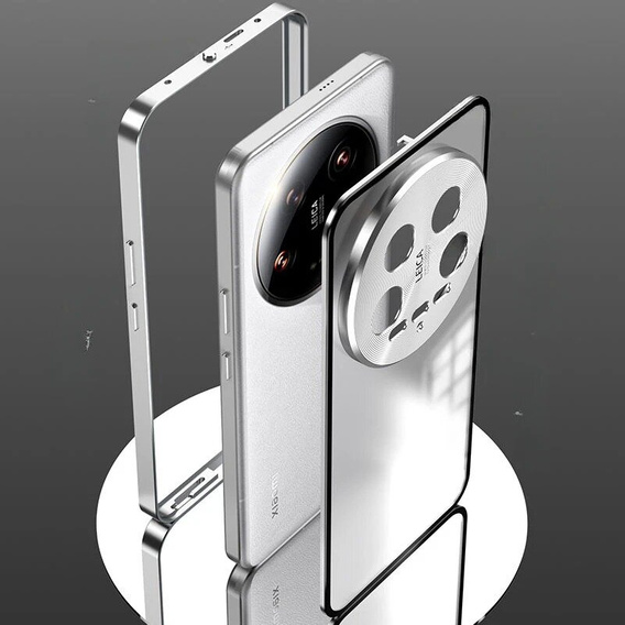 Case for Xiaomi 14 Ultra, Magnetic Dual Glass, silver