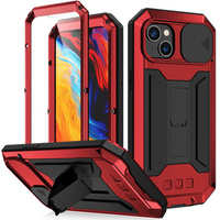 Case for iPhone 14, R-JUST CamShield Slide, armoured, red / black