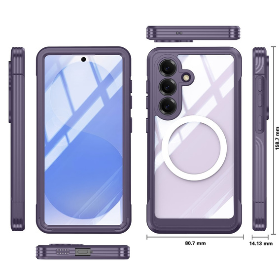 Shockproof case with glass, for MagSafe for Samsung Galaxy S26 Plus, purple
