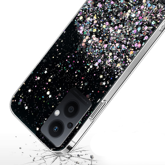 Case for Oppo Reno7 Lite 5G, Glittery, black