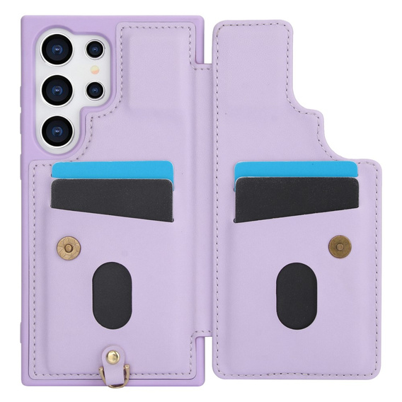 Case for Samsung Galaxy S24 Ultra, Leather Flower Card Slot, purple