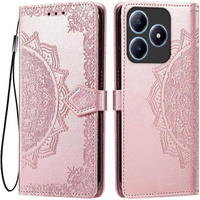 Flip case for Realme C61, Mandala, pink rose gold