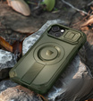 Armored case for iPhone 13 / iPhone 14, Dexnor CamProtect MagSafe, green (Two frames)