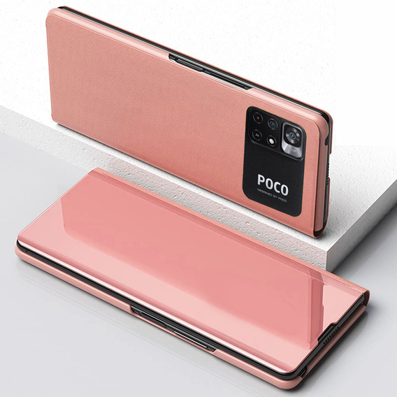 Case for Xiaomi Poco M4 Pro 4G, Clear View, pink rose gold