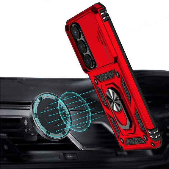 Armoured case with stand and lens cover for Samsung Galaxy S26 Plus, red