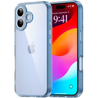 Case for iPhone 17, with camera cover, transparent with blue sides