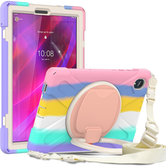 Children's case for Lenovo Tab M10 Plus TB-X606F, armored with strap, multicolor