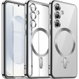 Case for Samsung Galaxy S25+ Plus, Electro MagSafe, silver + Screen Glass