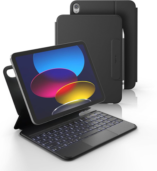 Keyboard case for iPad 11" 2025 A16 (11 gen.) / iPad 10.9" 2022 (10 gen.), Dexnor Magnetic Keyboard Touchpad, black