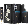 Case for Samsung Galaxy S25 Ultra, Leather Flower Card Slot, black