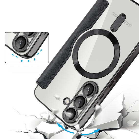 Flip case for Samsung Galaxy S25, RFID Wallet MagSafe CamShield, black