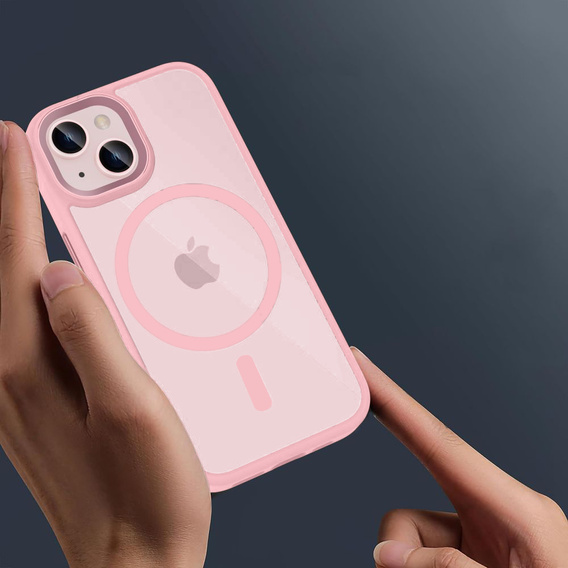Case for iPhone 15, for MagSafe, ERBORD Matt Case, pink + Screen Glass