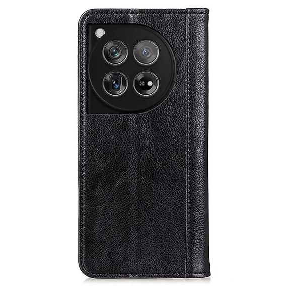 Case for OnePlus 12 5G, Wallet Litchi Leather, black