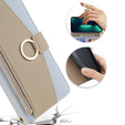 Flip case for iPhone 15, Wallet Zipper Pocket, with mirror, blue