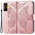 Flip case for Xiaomi Poco F4 GT, Butterfly, pink rose gold