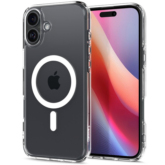 Spigen MagSafe Case for iPhone 16, Ultra Hybrid, transparent / white + 9H Tempered Glass