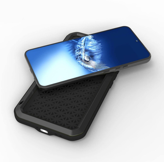 Love Mei Case for Samsung Galaxy A34 5G, armored with glass, black