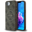 GUESS Case for iPhone 16E, 4G Ring Classic Logo, brown