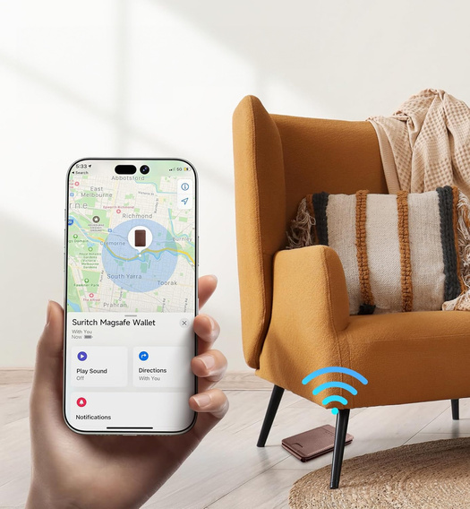 Magnetic wallet with location, NFC and cradle for iPhone 16 Pro