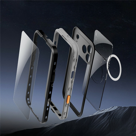 Case for iPhone 17 Pro Max, IP68 waterproof, SHELLBOX MagSafe, black