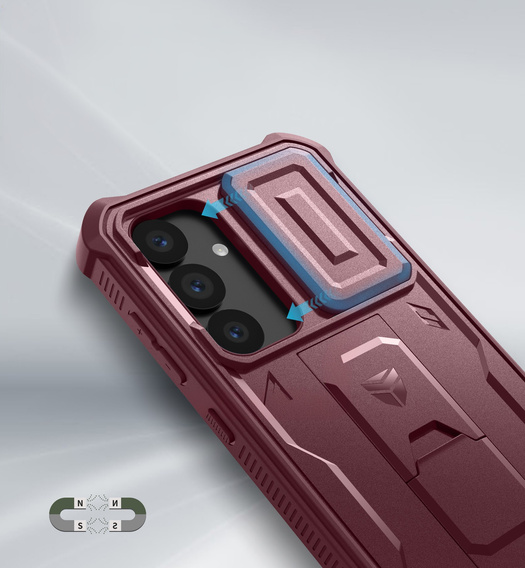 Armored case for Samsung Galaxy S25, Dexnor Full Body (Two Frames), red