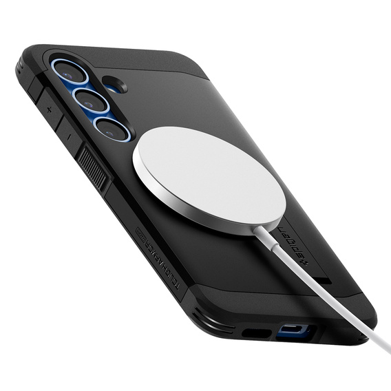 Spigen case for Samsung Galaxy S25+ Plus, Tough Armor Mag MagSafe, black + 9H Tempered Glass