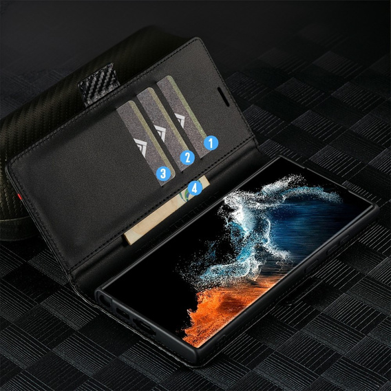 Flap case for Samsung Galaxy S25 Ultra, Carbon LC.IMEEKE, black